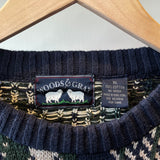 Vintage 80's Woods & Gray Knit Argyle Crewneck Sweater