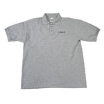 Gray polo shirt with a GT Mountain Bikes logo on a white background