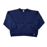 Navy blue sweatshirt with brand logo on a white background