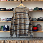Vintage 90's Claiborne Patterned Knit Crewneck Sweater