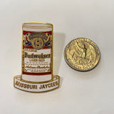 Vintage 80's Missouri Jaycees Budweiser Beer Can Enamel Pin