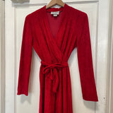 Vintage 70's Melissa Lane Red Terry Cloth Wrap Dress