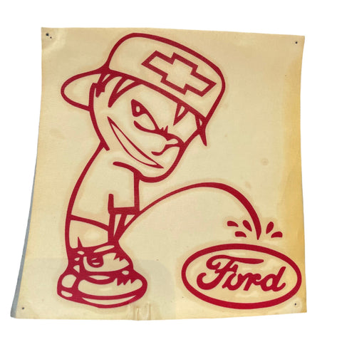 Vintage Chevrolet Calvin Peeing on Ford Decal Sticker