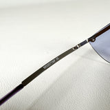Vintage Y2K Rimless Blue Shield Silver Metal Frame Sunglasses