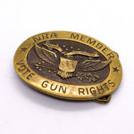 Vintage 80's NRA Member "Vote Gun Rights" Brass Belt Buckle