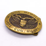 Vintage 80's NRA Member "Vote Gun Rights" Brass Belt Buckle