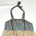 Vintage 90's Halter Sundress with Striped Bodice and Floral Skirt