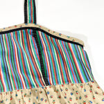 Vintage 90's Halter Sundress with Striped Bodice and Floral Skirt