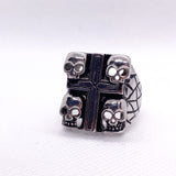 Modern Y2K Gothic Skull Cross Stainless Steel Spiderweb Ring