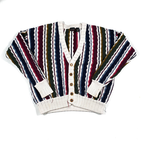 Vintage 90's Structure Vertical Stripe Cardigan Sweater