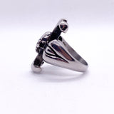 Modern Y2K Skull Fleur-de-Lis Cross Stainless Steel Gothic Ring