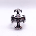 Modern Y2K Skull Fleur-de-Lis Cross Stainless Steel Gothic Ring