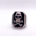 Modern Y2K Skull and Crossbones Stainless Steel Signet Ring