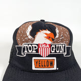 Vintage 80's Yellow Trucking Top Gun USA Trucker Hat