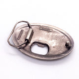 Vintage 80's Kalan "Drunk" Bottle Opener Silver Tone Belt Buckle