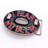 Vintage 80's "I Fear No Beer!" Bottle Opener Novelty Belt Buckle