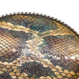 Vintage 90's Snakeskin Print Oval Western Glitter Belt Buckle