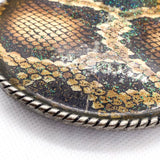 Vintage 90's Snakeskin Print Oval Western Glitter Belt Buckle