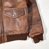 Vintage 80’s Brown Leather A2 Style Bomber Flight Jacket