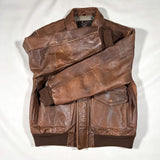 Vintage 80’s Brown Leather A2 Style Bomber Flight Jacket
