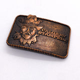 Vintage 80's Calgary Stampede Western Cowboy Rodeo Solid Brass Belt Buckle