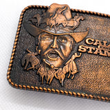 Vintage 80's Calgary Stampede Western Cowboy Rodeo Solid Brass Belt Buckle