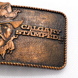 Vintage 80's Calgary Stampede Western Cowboy Rodeo Solid Brass Belt Buckle