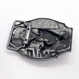 Vintage 90's "I'd Rather Be Fishing" 3D Fish Enamel Pewter Belt Buckle