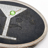 Vintage 90's Peridot Martini Glass Art Deco Cocktail Belt Buckle