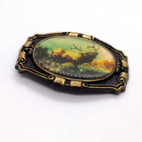 Vintage 80's Canadian Elk Wildlife Scenic Belt Buckle