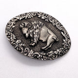 Vintage 1993 Hand Engraved Bison Western Belt Buckle