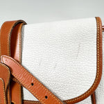 Vintage 90's Dooney & Bourke A7 261662 White & Tan Cavalry Flap Bag