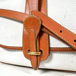 Vintage 90's Dooney & Bourke A7 261662 White & Tan Cavalry Flap Bag