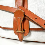 Vintage 90's Dooney & Bourke A7 261662 White & Tan Cavalry Flap Bag