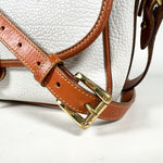 Vintage 90's Dooney & Bourke A7 261662 White & Tan Cavalry Flap Bag
