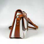 Vintage 90's Dooney & Bourke A7 261662 White & Tan Cavalry Flap Bag