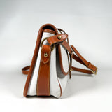 Vintage 90's Dooney & Bourke A7 261662 White & Tan Cavalry Flap Bag