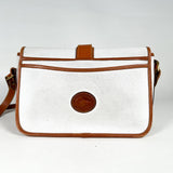 Vintage 90's Dooney & Bourke A7 261662 White & Tan Cavalry Flap Bag
