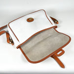 Vintage 90's Dooney & Bourke A7 261662 White & Tan Cavalry Flap Bag