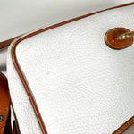 Vintage 90's Dooney & Bourke A7 261662 White & Tan Cavalry Flap Bag