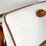 Vintage 90's Dooney & Bourke A7 261662 White & Tan Cavalry Flap Bag