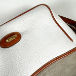 Vintage 90's Dooney & Bourke A7 261662 White & Tan Cavalry Flap Bag