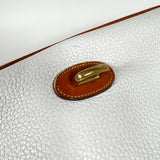 Vintage 90's Dooney & Bourke A7 261662 White & Tan Cavalry Flap Bag