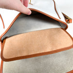 Vintage 90's Dooney & Bourke A7 261662 White & Tan Cavalry Flap Bag