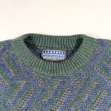 Vintage 90’s Jantzen Classics Green & Blue Textured Knit Sweater