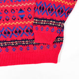 Vintage 90’s Badge Bright Geometric Red Multi Knit Sweater