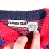 Vintage 90’s Badge Bright Geometric Red Multi Knit Sweater
