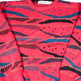 Vintage 90’s Bugle Boy Abstract Knit Sweater Red Multi