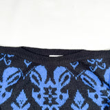 Vintage 80’s Andra Inc. Blue Floral Pattern Knit Sweater