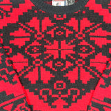 Vintage 80’s Charlyn Red & Black Nordic Knit Sweater